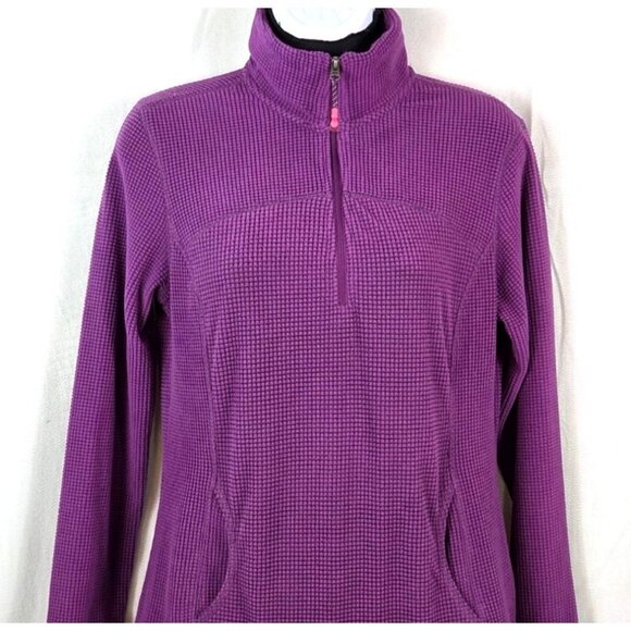 Tangerine Ladies Small Purple 1/4 Zip Waffle Knit Pullover w Pockets - Picture 6 of 8